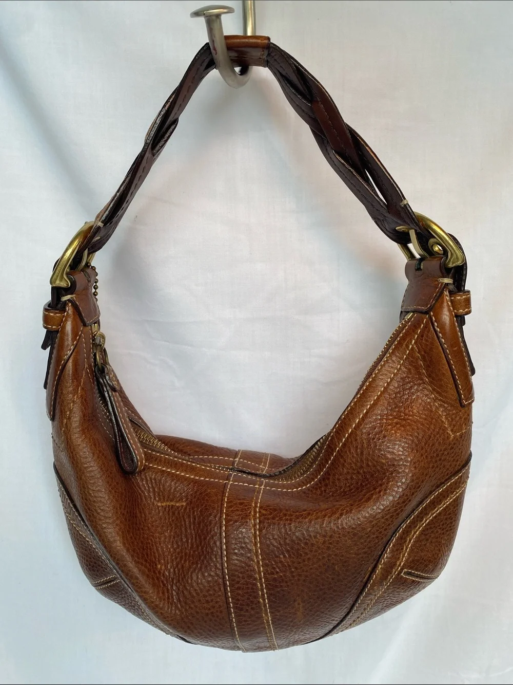 Coach 10042 Tobacco Pebbled Brown Soho Dylan Leather Shoulder Hobo Bag